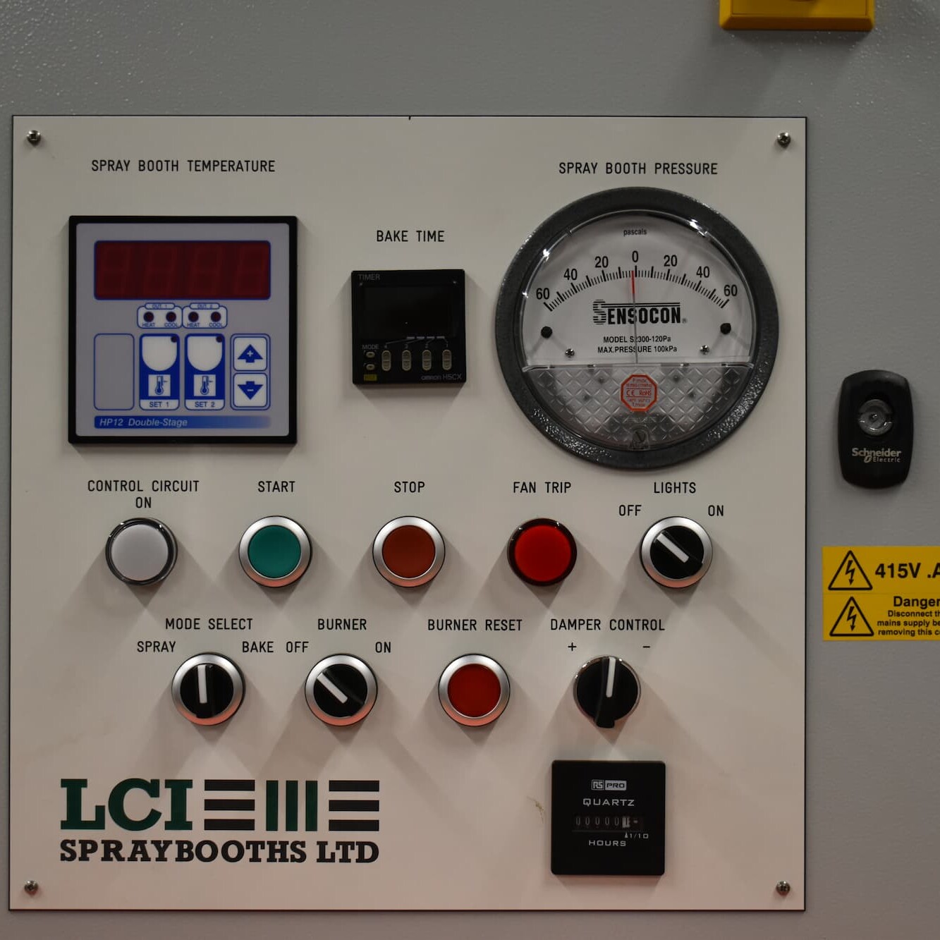 Spray booth control panel